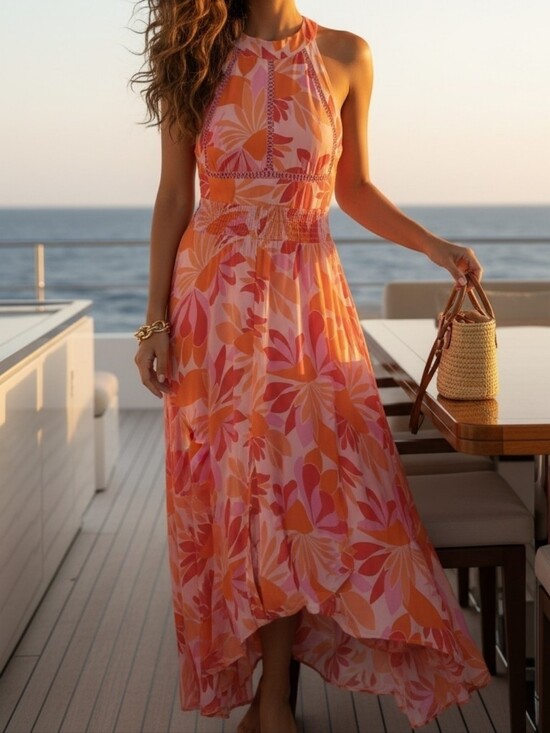 Abel The Label Dresses & Skirts - Abel The Label Rumi Maxi Dress in Orange and Pink Tropical Floral Anthropologie